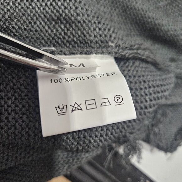 Distressed Mesh Knit Shirt Women Medium Green Short Sleeve Sheer Grunge Punk Tee - Picture 11 of 13